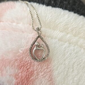 Elegant 925 Silver And 0.34 Carat White Diamond Pendant Necklace